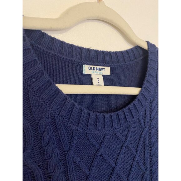 NWT Old Navy Women’s Blue Cable Knit Sweater Dress 3/4 Sleeve Size M - Picture 3 of 5